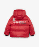 Geacă de iarnă pentru băiat, cu glugă, cu puf natural, roșie Gulliver