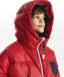 Geacă de iarnă pentru băiat, cu glugă, cu puf natural, roșie Gulliver