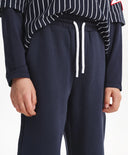 Pantaloni pentru băiat, din futter, cu interior pufos, croială dreaptă lejeră, albastru Gulliver