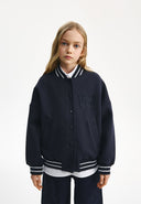 Син трикотажен бомбър силует умерен овърсайз от Gulliver